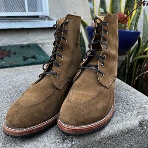 Red Wing Clara lace up heeled boots in olive/brown suede 9B